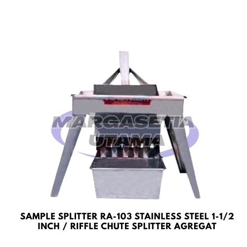 Sample Splitter RA-103, Stainless Steel Riffle Splitter, Alat Pembagi Sampel Agregat, Riffle Chute 8 Holes, Pembagi Sampel Batuan Kerikil, Chute Splitter 1.5 Inch, Alat Laboratorium Teknik Sipil, Pengujian Aspal Beton
