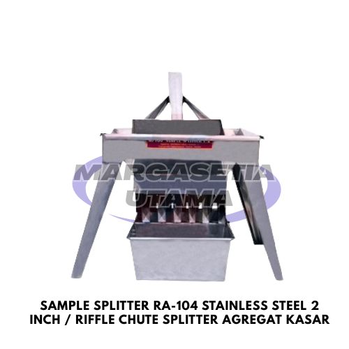 Sample Splitter RA-104, Stainless Steel Riffle Splitter, Alat Pembagi Sampel Agregat, Riffle Chute 8 Holes, Pembagi Sampel Batuan Besar, Chute Splitter 2 Inch, Alat Laboratorium Teknik Sipil, Pengujian Base Course