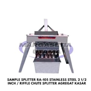 Sample Splitter RA-105, Stainless Steel Riffle Splitter, Alat Pembagi Sampel Agregat, Riffle Chute 8 Holes, Pembagi Sampel Batuan Besar, Chute Splitter 2.5 Inch, Alat Laboratorium Teknik Sipil, Pengujian Base Course Macadam