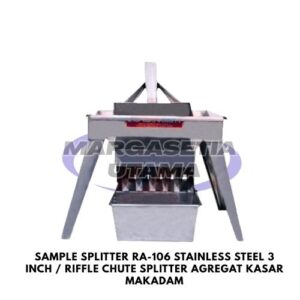 Sample Splitter RA-106, Stainless Steel Riffle Splitter, Alat Pembagi Sampel Agregat, Riffle Chute 8 Holes, Pembagi Sampel Batuan Besar, Chute Splitter 3 Inch, Alat Laboratorium Teknik Sipil, Pengujian Base Course Macadam