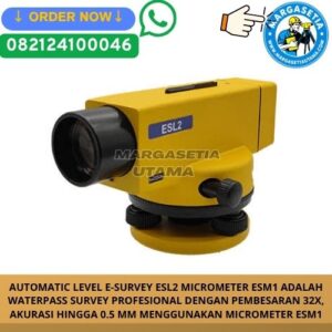 Automatic Level E-Survey ESL2 Micrometer ESM1, E-Survey ESL2, Micrometer ESM1, Waterpass E-Survey ESL2, Automatic Level E-Survey, Waterpass Survey E-Survey, Automatic Level 32x, Waterpass Akurasi 0.5mm, Survey Level E-Survey, Automatic Level Micrometer, Waterpass Presisi Tinggi, Alat Survey Profesional, Waterpass Topografi, Automatic Level Konstruksi, Survey Equipment Indonesia, Alat Ukur Elevasi, Waterpass Original E-Survey, Jual Automatic Level E-Survey ESL2, Survey Instrument E-Survey, Waterpass Teknik Sipil.marga setia, marga setia utama, Tpl.082124100046 toko alat uji, alat uji jakarta, alat teknik sipil, alat teknik sipil jakarta, distributor alat laboratorium sipil, laboratorium uji tanah, lab uji tanah, alat uji beton, lab uji beton, alat uji beton murah, alat uji aspal, lab uji aspal, alat uji aspal jalan, lab uji batuan, lab uji semen, alat uji batuan, uji batuan dan agregat, agregat, alat uji semen, alat survey, theodolite, teodolit, digital theodolite, total station, total tation, waterpass, automatic level, gps geodetik, gnss receiver, instrumen flir, cordex, armadex, kamera explosion proof, camera explosionproof, lutron, fluke, leica, proceq, jual total station jakarta, harga theodolite digital, automatic level waterpass, gps geodetik murah, distributor flir indonesia, cordex armadex camera, lutron fluke original, leica disto jakarta, proceq concrete hammer, alat laboratorium konstruksi indonesia