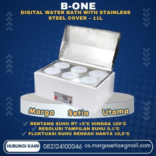 B-ONE Digital Water Bath, Digital Water Bath 11L, Water Bath with Cover, Water Bath PID Controller, Water Bath Stainless Steel Cover, Water Bath Laboratorium, Water Bath Digital, Laboratory Water Bath, Water Bath RT 100°C, Water Bath B-ONE,marga setia, marga setia utama, Tpl.082124100046 toko alat uji, alat uji jakarta, alat teknik sipil, alat teknik sipil jakarta, distributor alat laboratorium sipil, laboratorium uji tanah, lab uji tanah, alat uji beton, lab uji beton, alat uji beton murah, alat uji aspal, lab uji aspal, alat uji aspal jalan, lab uji batuan, lab uji semen, alat uji batuan, uji batuan dan agregat, agregat, alat uji semen, alat survey, theodolite, teodolit, digital theodolite, total station, total tation, waterpass, automatic level, gps geodetik, gnss receiver, instrumen flir, cordex, armadex, kamera explosion proof, camera explosionproof, lutron, fluke, leica, proceq, jual total station jakarta, harga theodolite digital, automatic level waterpass, gps geodetik murah, distributor flir indonesia, cordex armadex camera, lutron fluke original, leica disto jakarta, proceq concrete hammer, alat laboratorium konstruksi indonesia